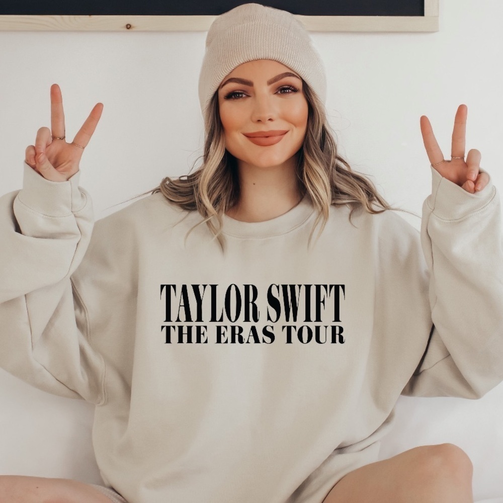 Taylor Swift‎ The Eras Tour NEW tan crewneck sweatshirt